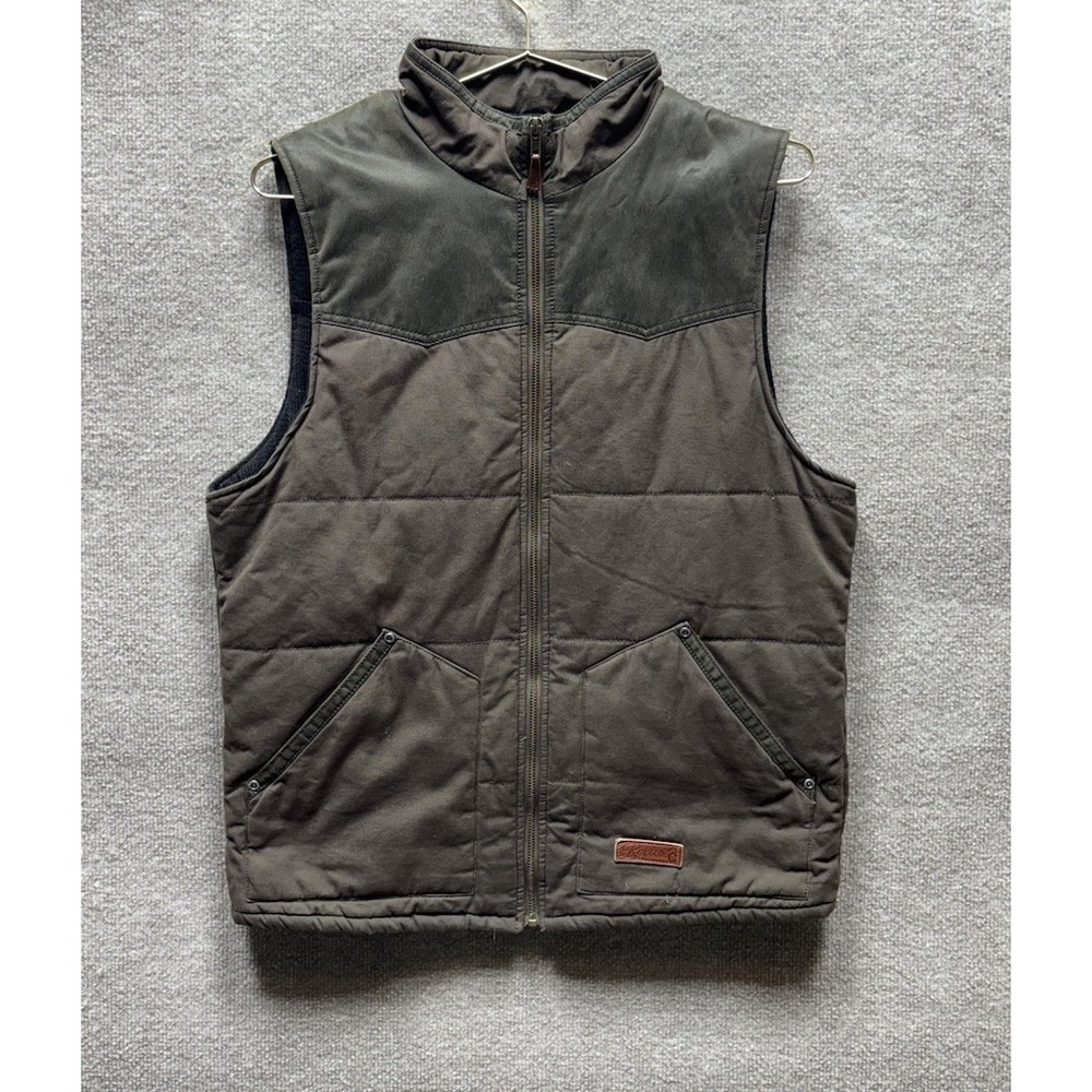 Rafter C Cowboy Collection Insulated Work Vest Mens Medium Brown Flannel Lined